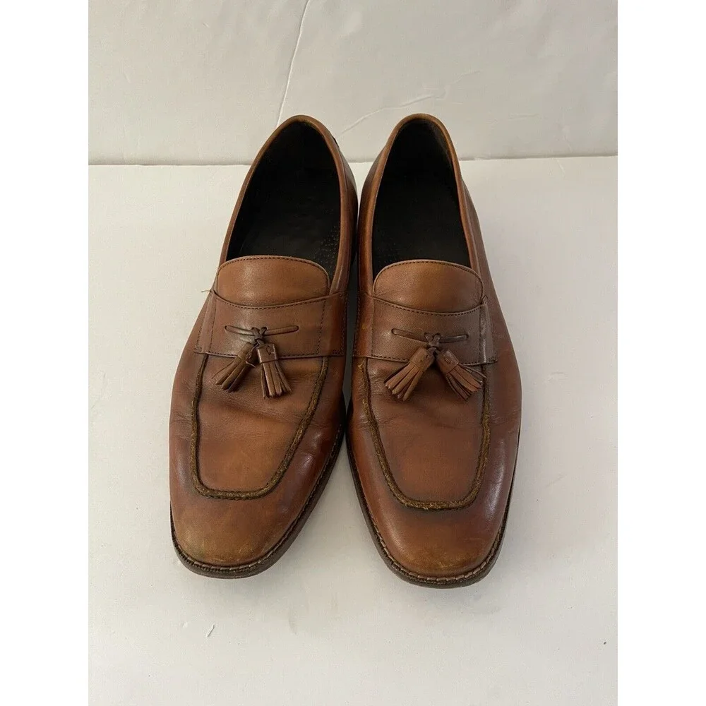 Cole Haan Men's Shoes Brown 11.5M‎ Leather Tassel Slip Apron Toe Casual Loafers